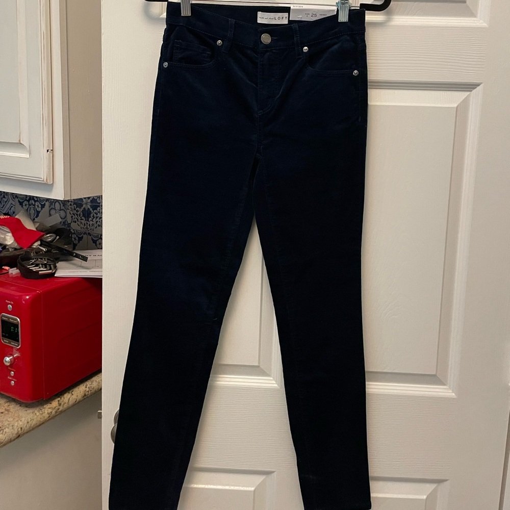 Loft midnight blue velvet skinny pants